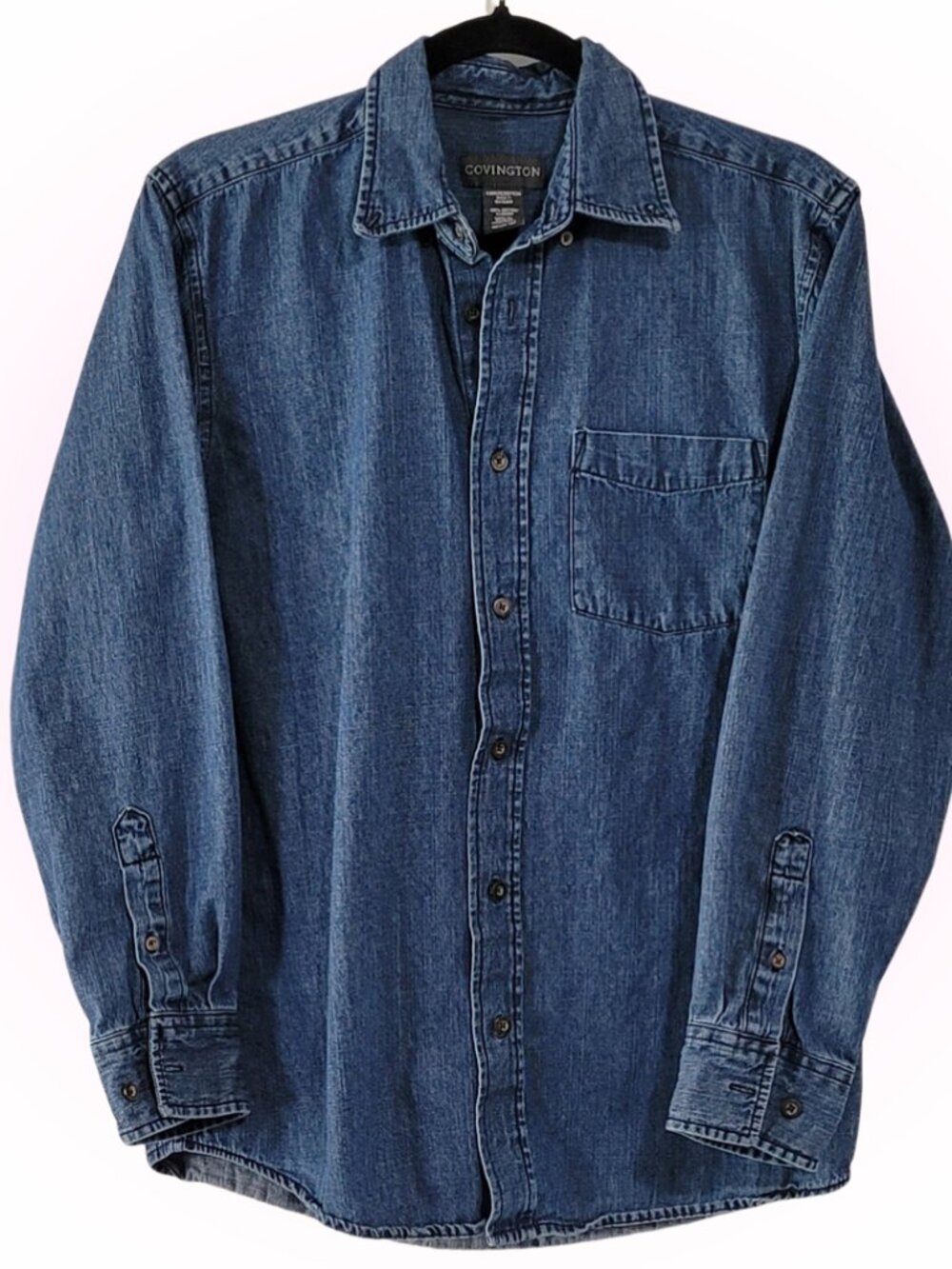 COVINGTON WOMEN'S BUTTON-DOWN COTTON DENIM SHIRT EUC S